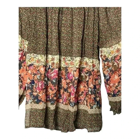 1606. ANTHROPOLOGIE FEI LONG SLEEVE SILK MATERIAL FLORAL BLOUSE SIZE SMALL GREEN - Picture 10 of 10